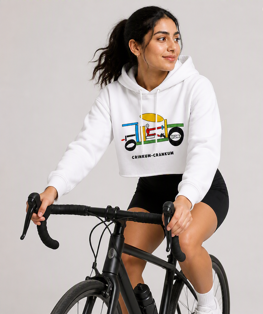 Women's Cropped Hoodie with Playful Crinkum-Crankum Design